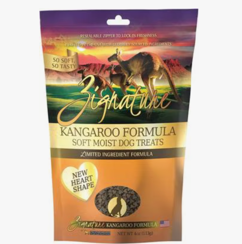 Zignature Kangaroo Soft Moist Treats For Dog-4 oz Bag
