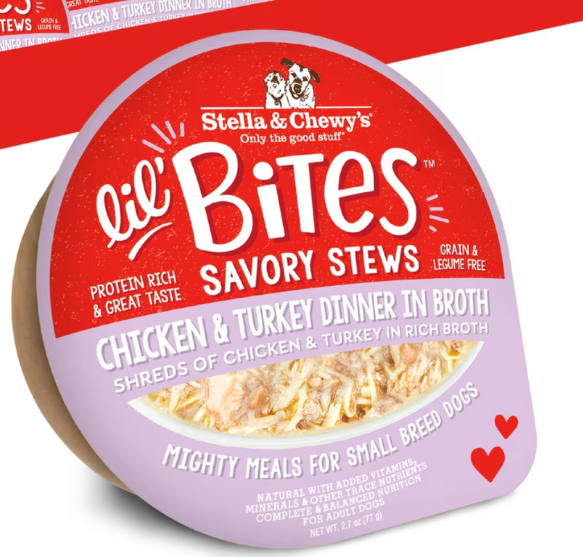 Stella & Chewy's Lil Bites Savory Stews Adult Wet Dog Food - Chicken and Turkey 2.7 oz