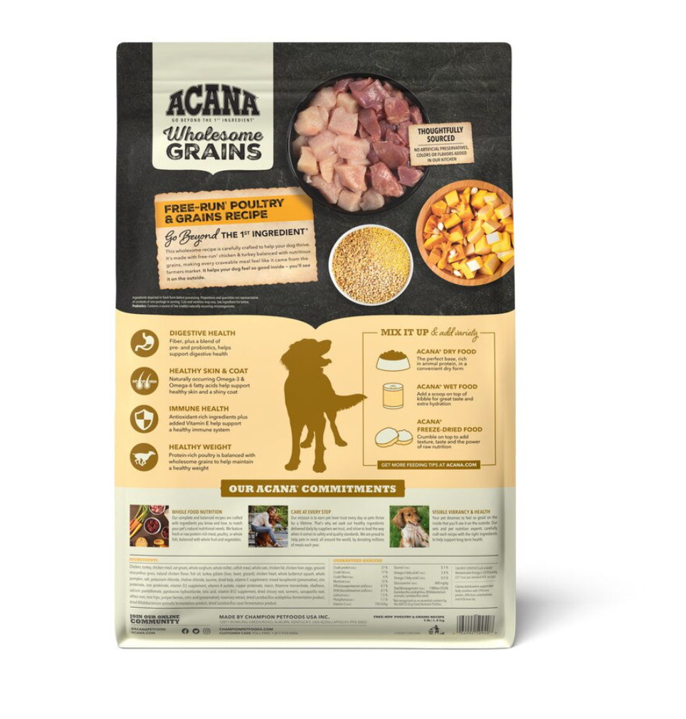 Acana Dog Wholesome Grains Free Run Poultry-4 lb Bag