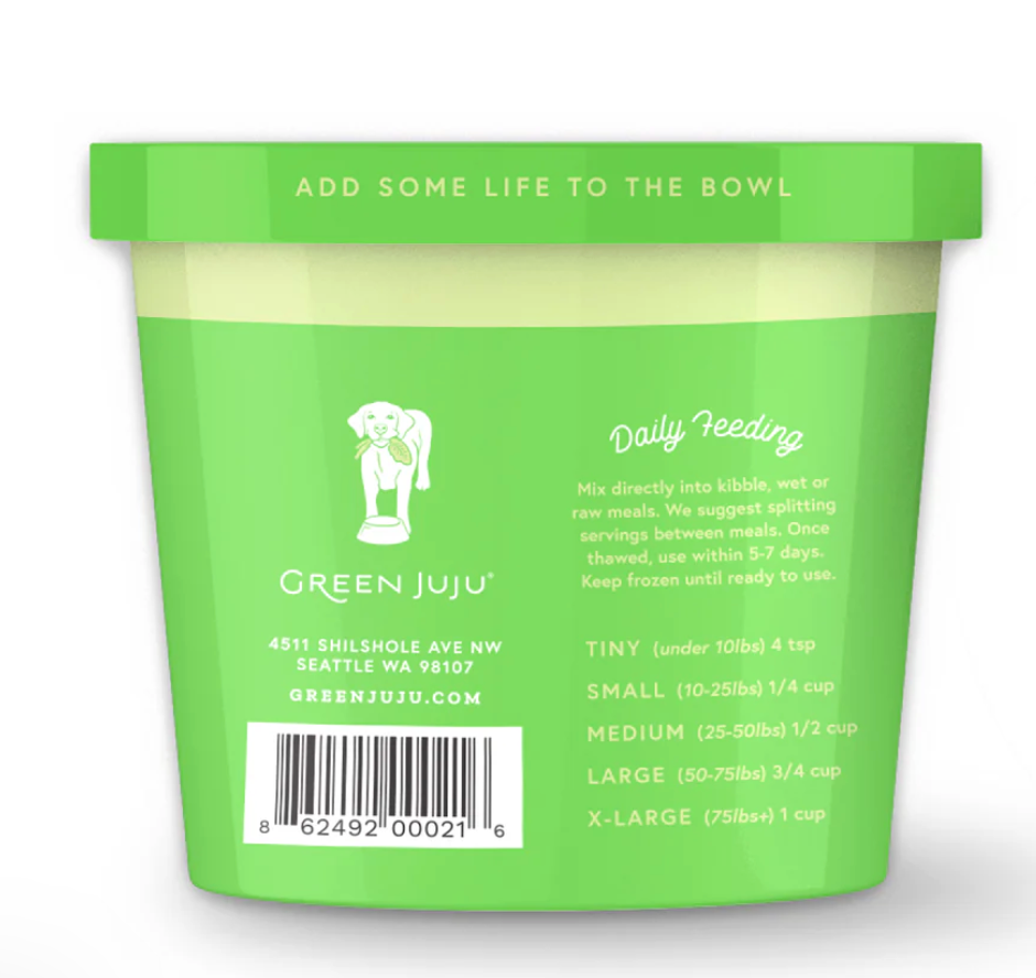Green Juju Frozen Just Greens Blend, Vegetable Blend, Nutrient-Dense Topper, for Dogs and Cats, Frozen -15 oz
