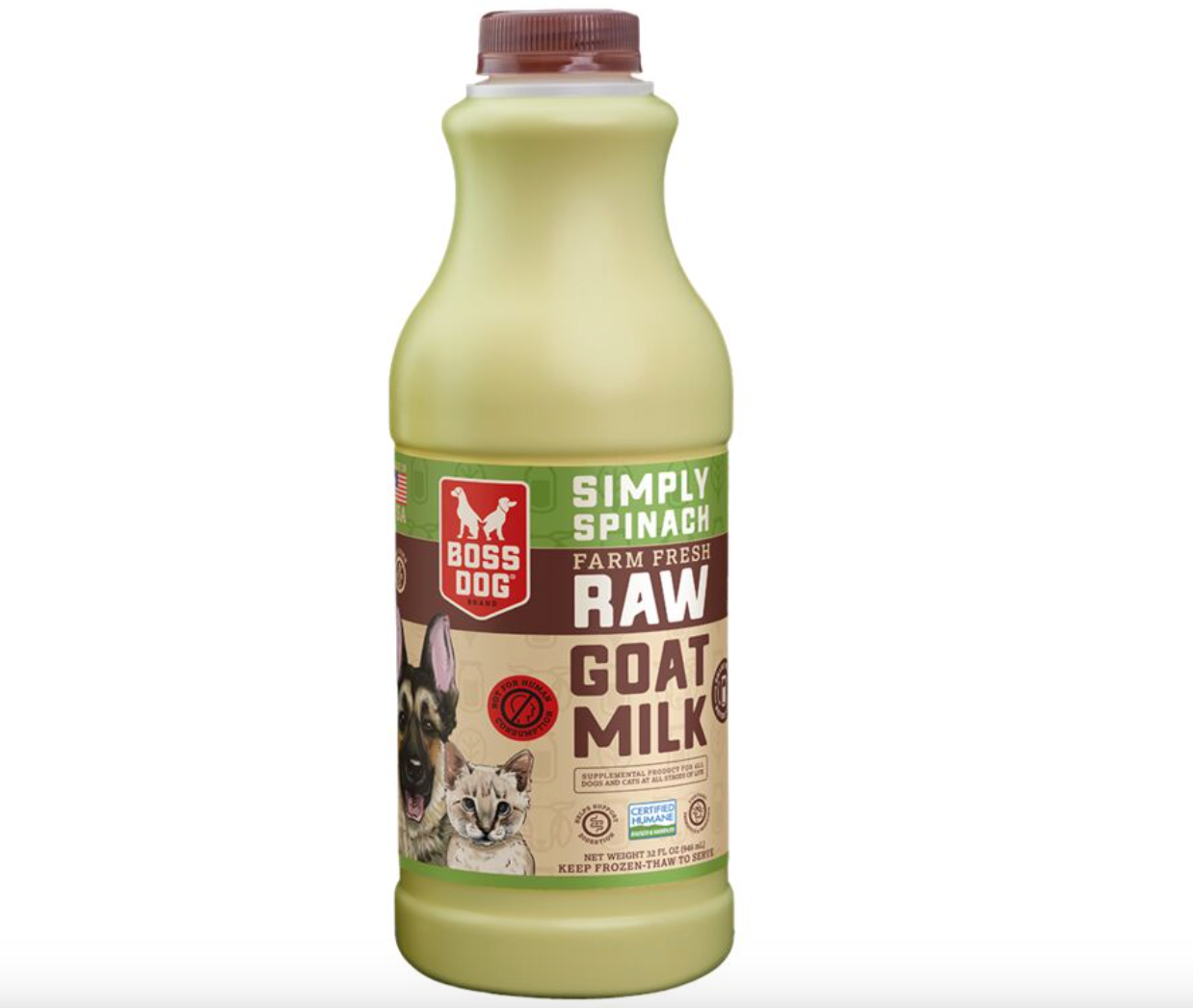 Boss Dog Goat Milk w/ Probiotics 32 FL OZ - Simply Spinach (Frozen)