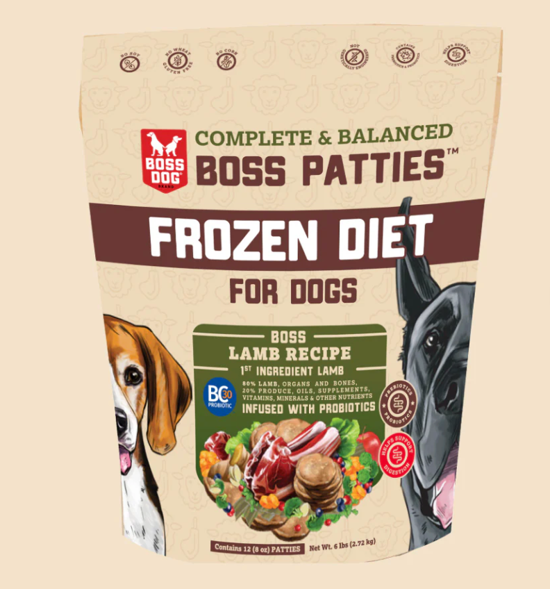 Boss Dog Raw Lamb Boss Patties Complete Meal Frozen Dog Food Patties 6 lb (Frozen)