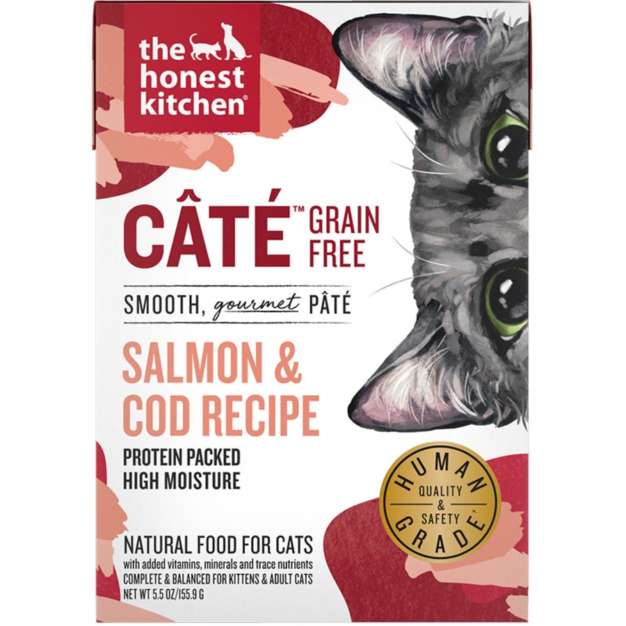 The Honest Kitchen Human Grade Grain-Free Salmon & Cod Pate Wet Cat Food 5.5 oz