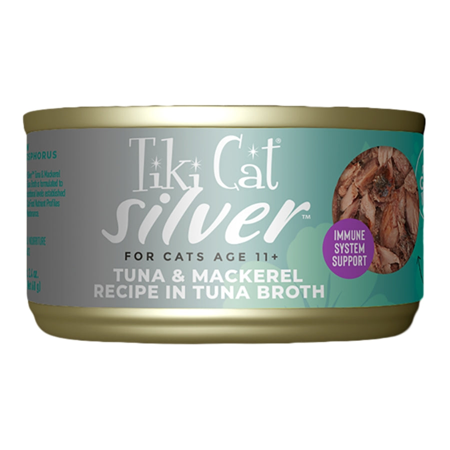 Tiki Pets Cat Silver for Senior Cats - Tuna & Mackerel 2.4OZ