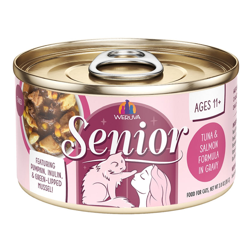 Weruva Cat for Senior Cat, Wet Food, Gravy, Flaked, Tuna & Salmon, 3 OZ