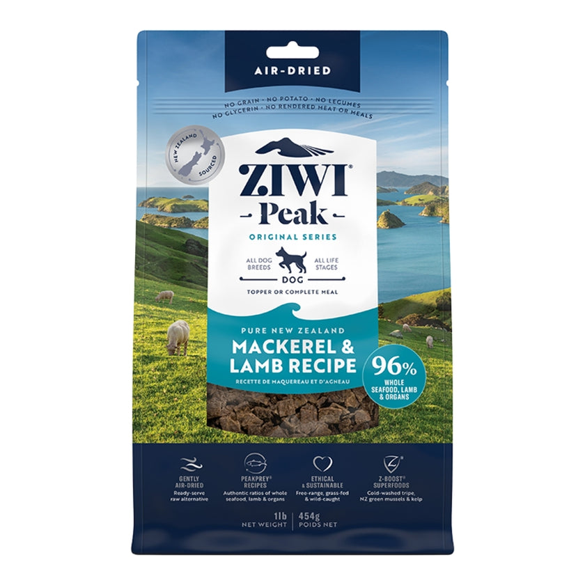 Ziwi Peak Dog Grain Free Air Dried Mackerel and Lamb 1 LB / 16 oz