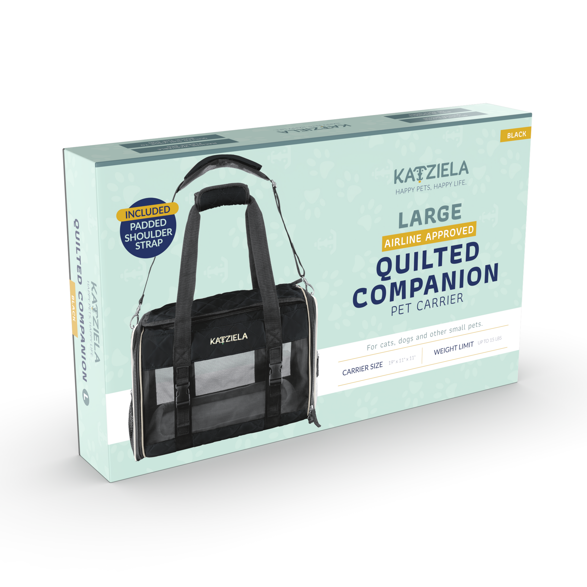 Airline Approved Quilited Companion Cat & Dog Carrier Black