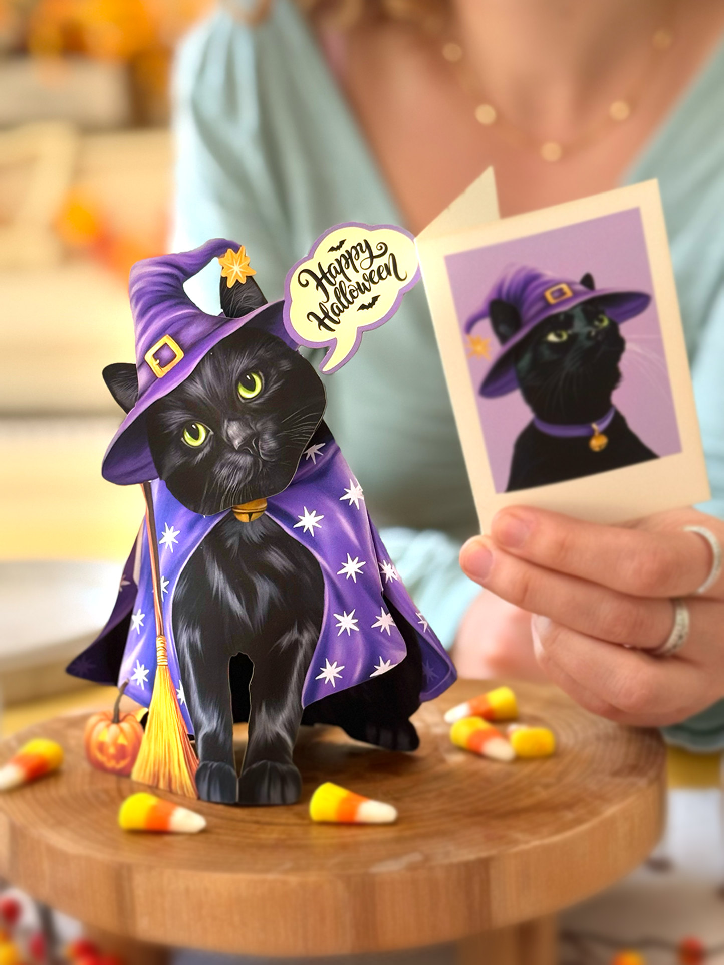 Mini Halloween Cat (1 Mini Pop-up Greeting Card)