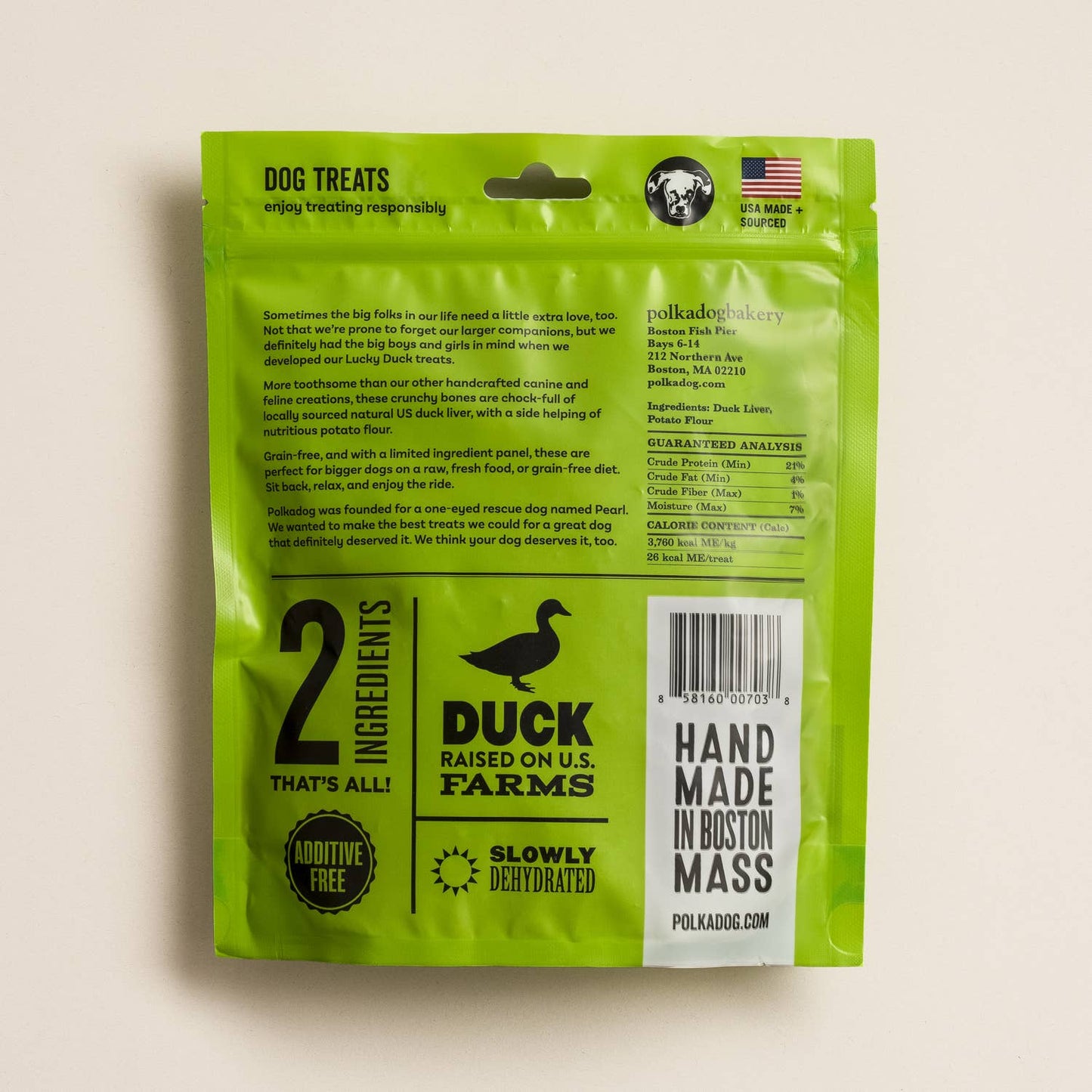 Polkadog Lucky Duck Bone Shaped Crunchy Dog Treats 7oz