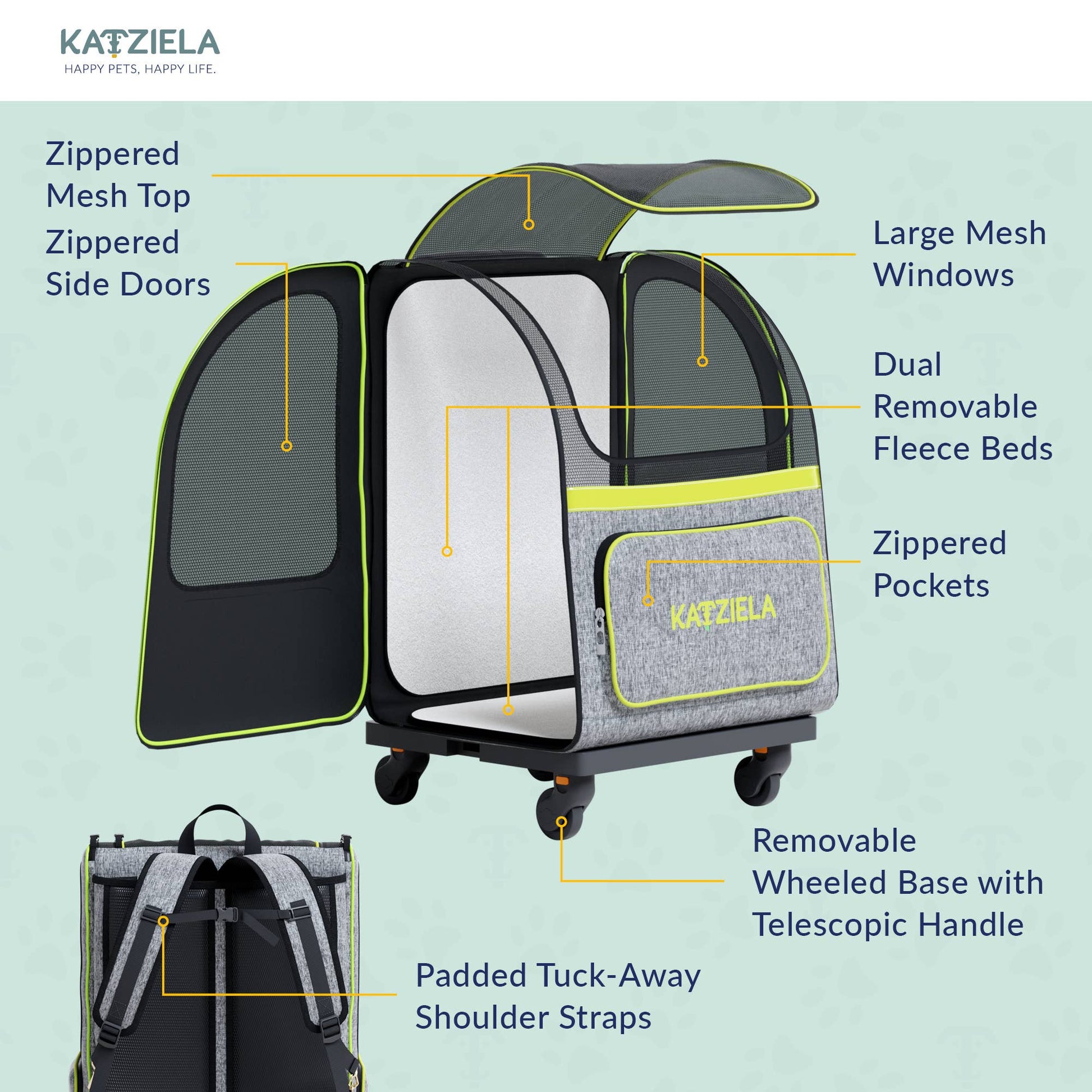 Hybrid Adventurer Pet Backpack With Wheels - 2 Options