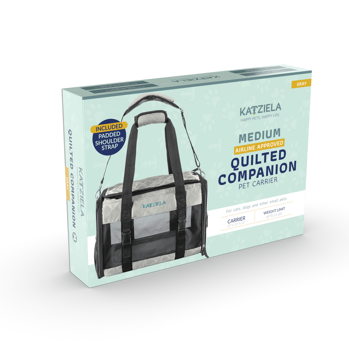Airline Approved Quilited Companion Cat & Dog Carrier Gray