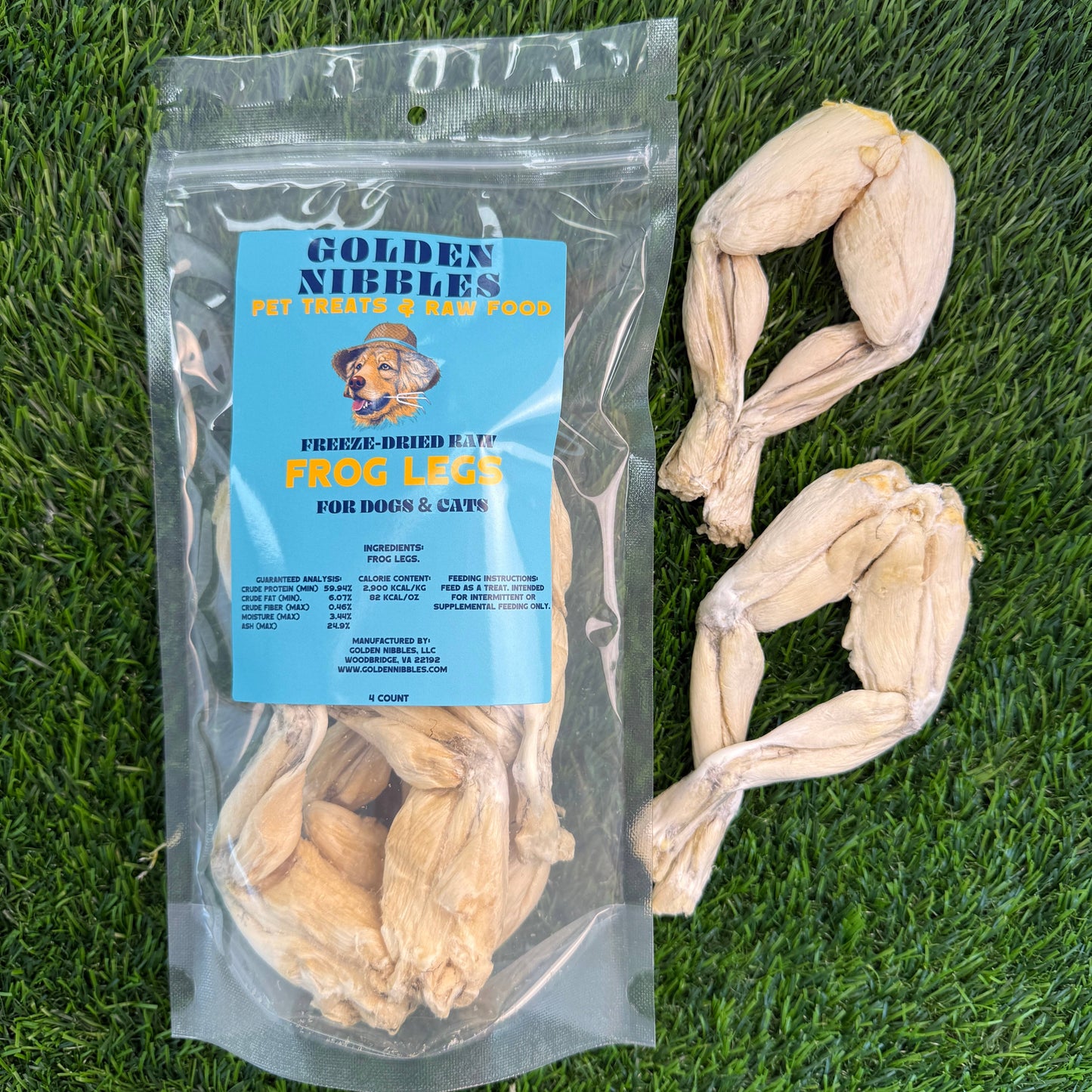 Frog Leg - Bag of 4 -Freeze-Dried Treat/Chew for Dogs & Cats