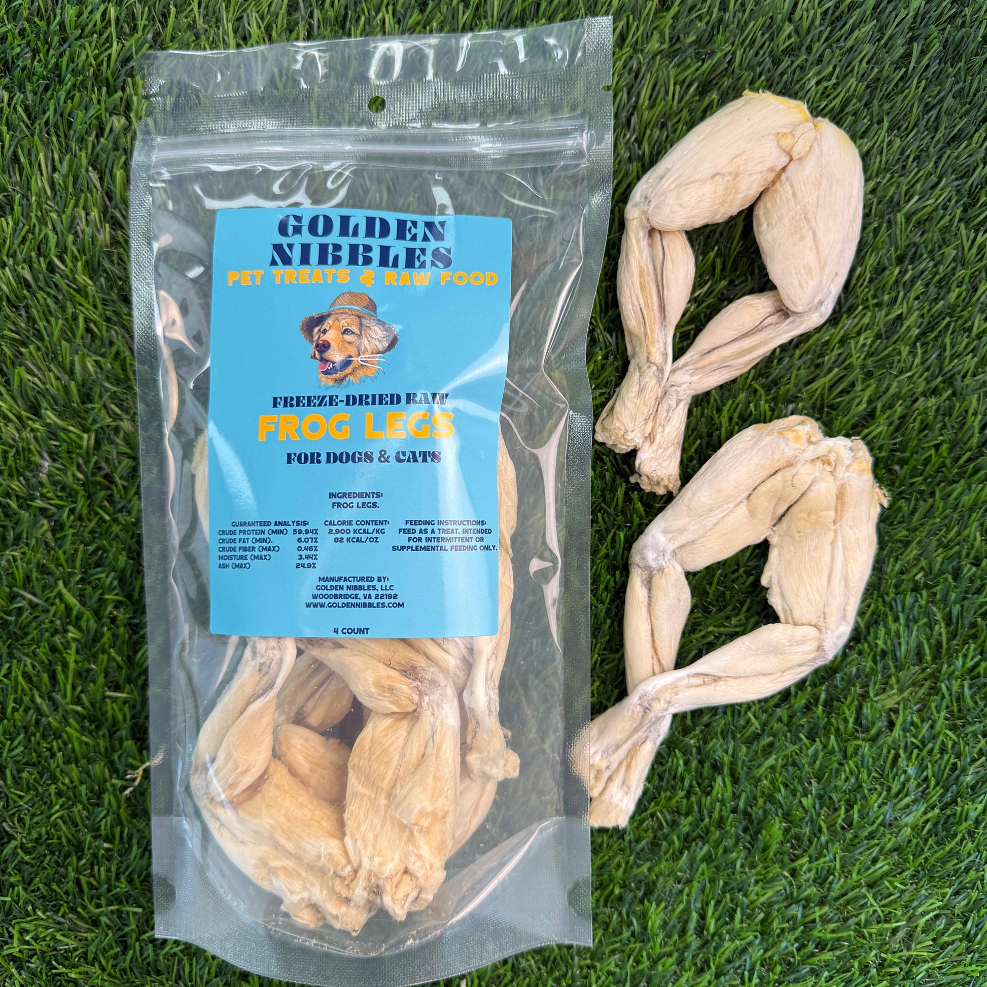 Frog Leg - Bag of 4 -Freeze-Dried Treat/Chew for Dogs & Cats