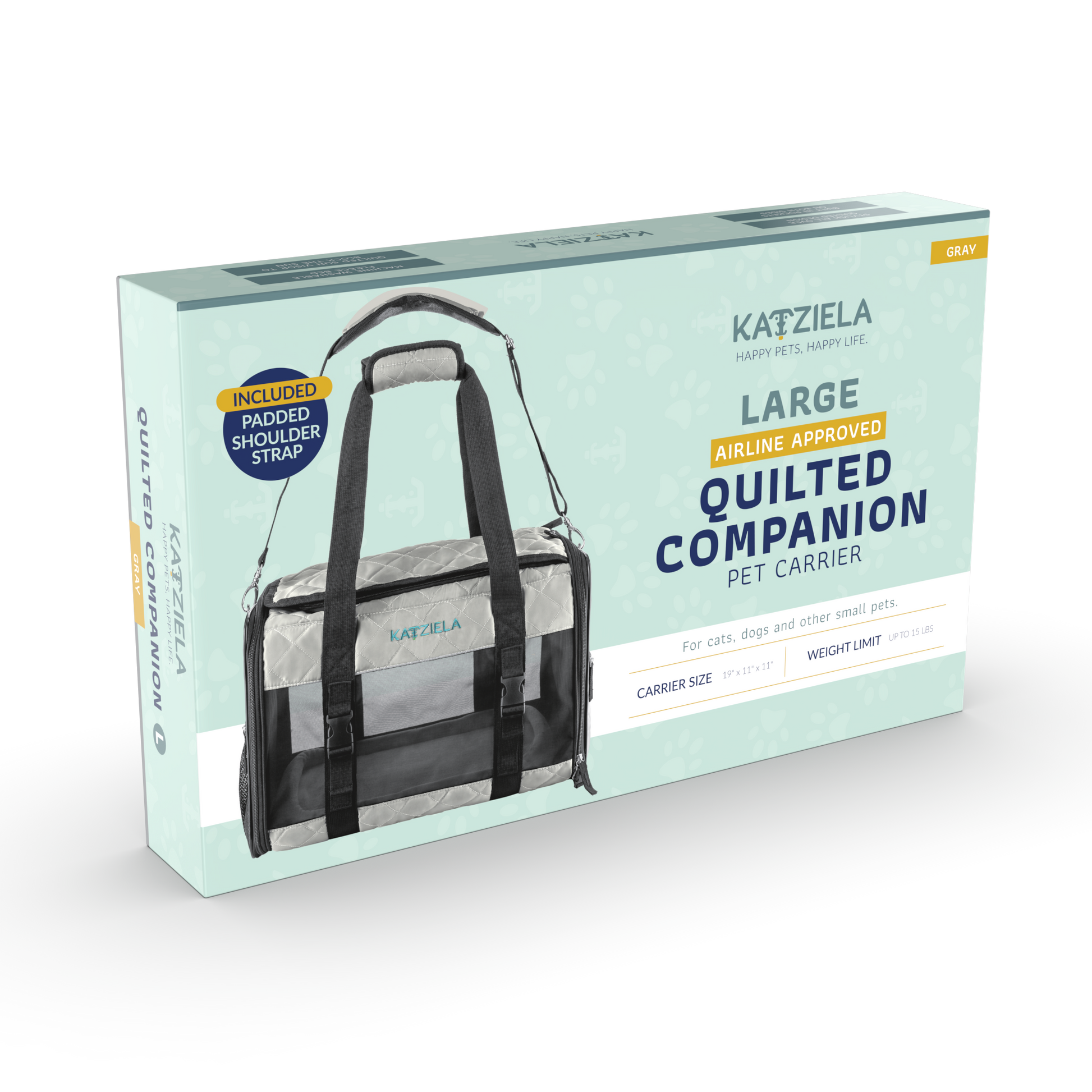 Airline Approved Quilited Companion Cat & Dog Carrier Gray