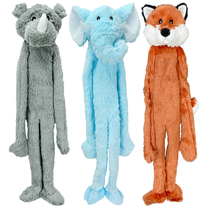 Multipet Swingin' Flatties Plush Dog Toy Asst. Animals 27"