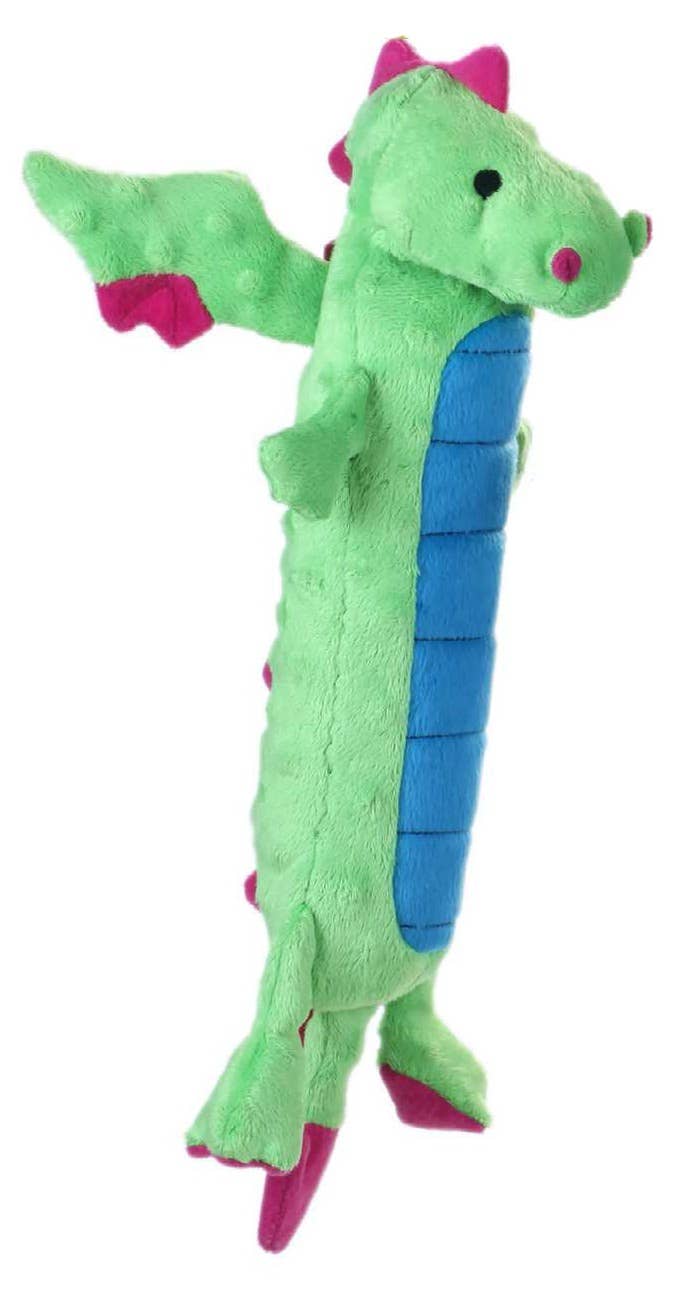 GoDog Skinny Dragons w/Chew Guard Plush Dog Toy Green Large