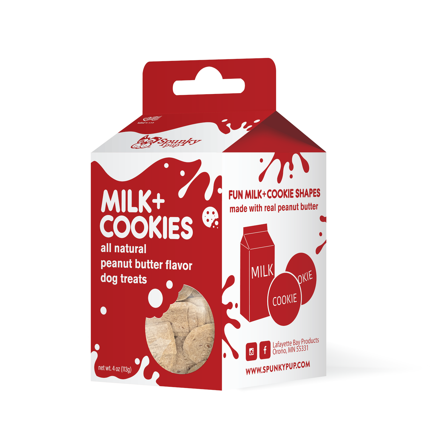 Spunky Pup - Milk & Cookies, Dog Treats, Peanut Butter, 4 oz