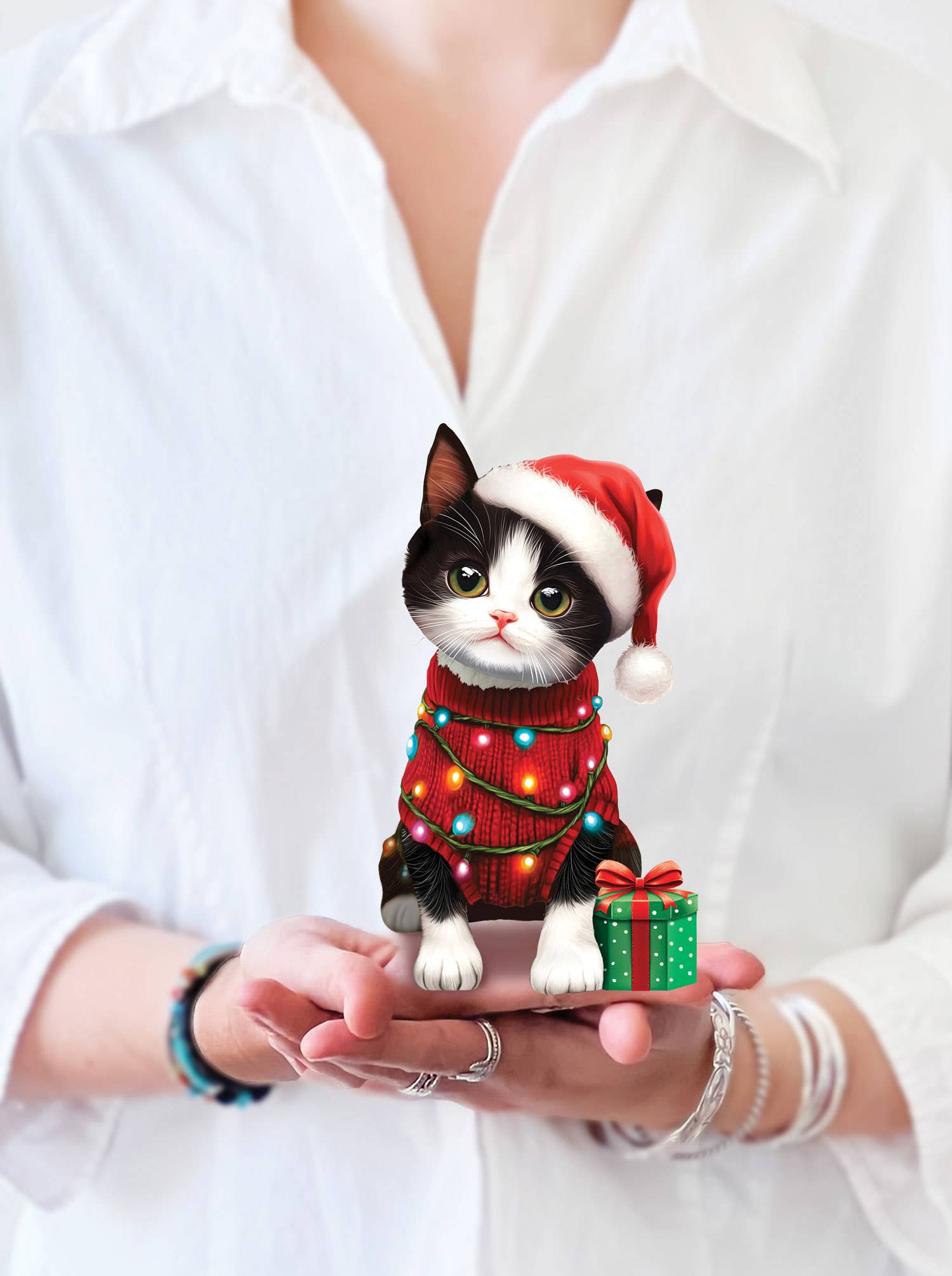 Mini Christmas Kitten  (1 Mini Pop-up Greeting Card)