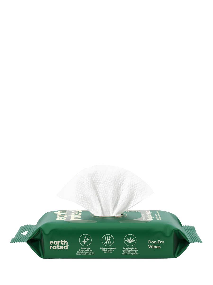 Earth Rated Dog Ear Cleansing Wipes 60ct Case of 6
