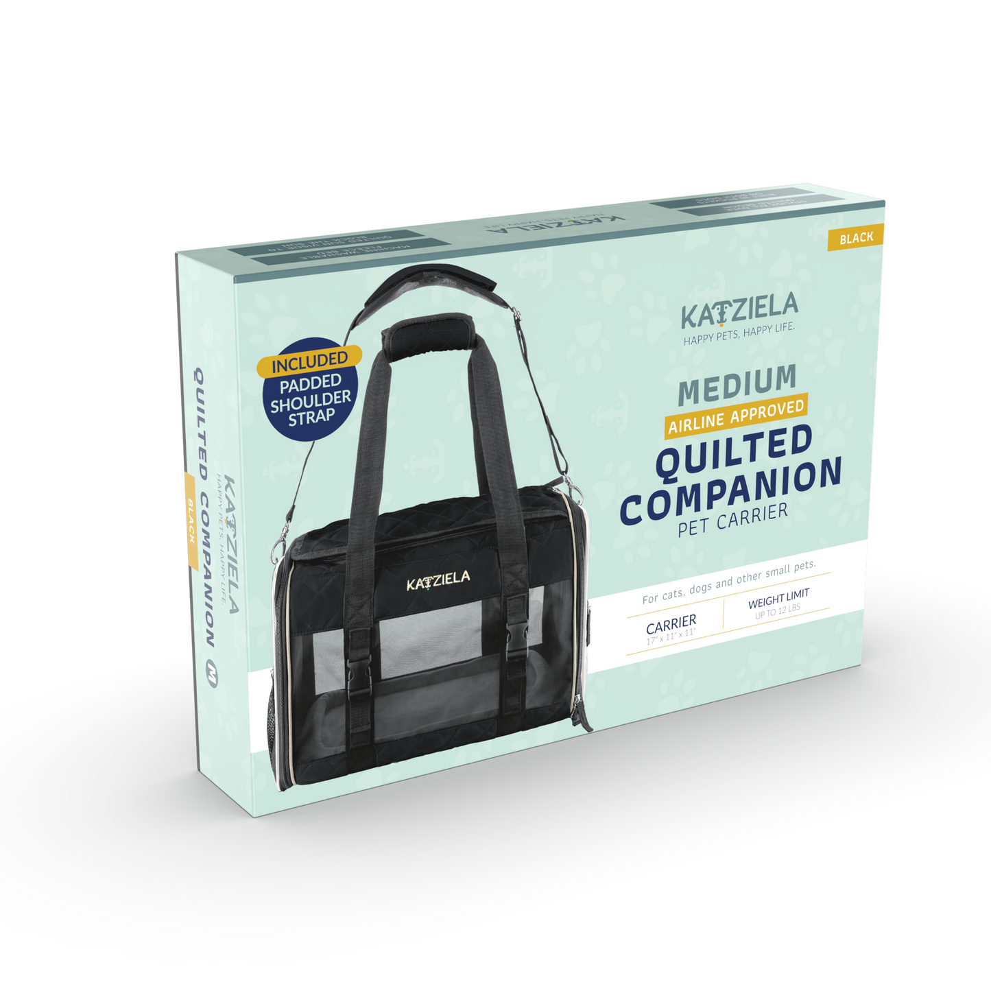 Airline Approved Quilited Companion Cat & Dog Carrier Black