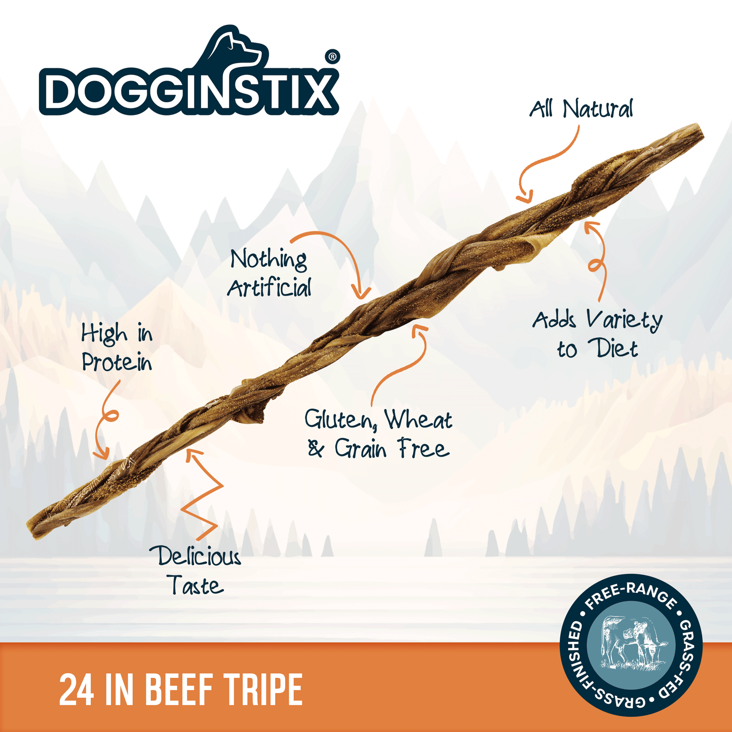 24" Braided Beef Tripe Sticks