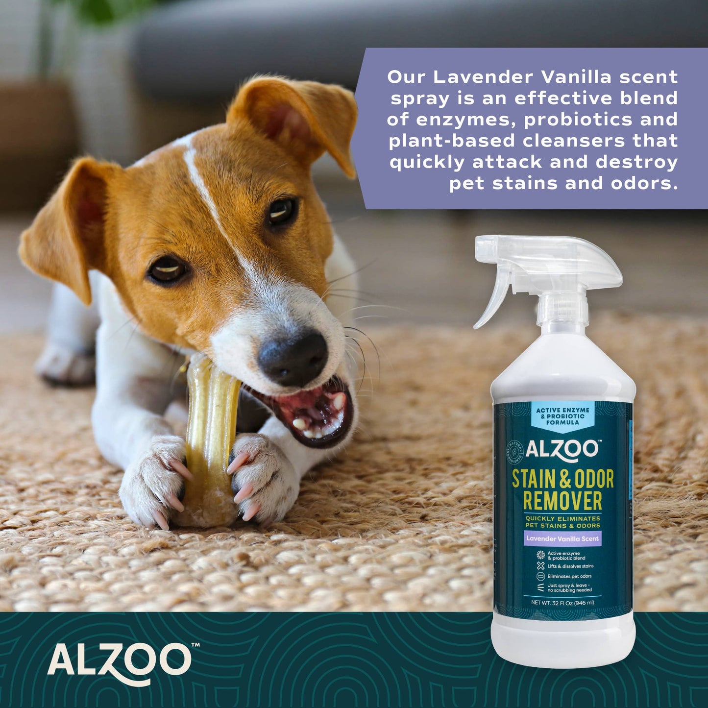 ALZOO Enzymatic Stain & Odor Remover Lavender, 32oz