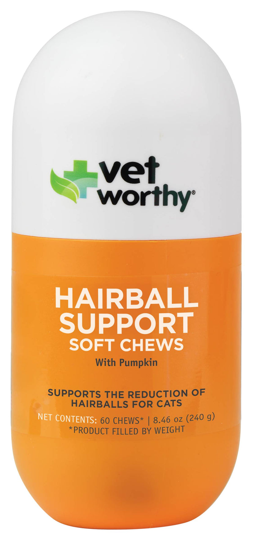 Vet Worthy Hairball Support w/ Pumpkin Soft Chews Feline 60c