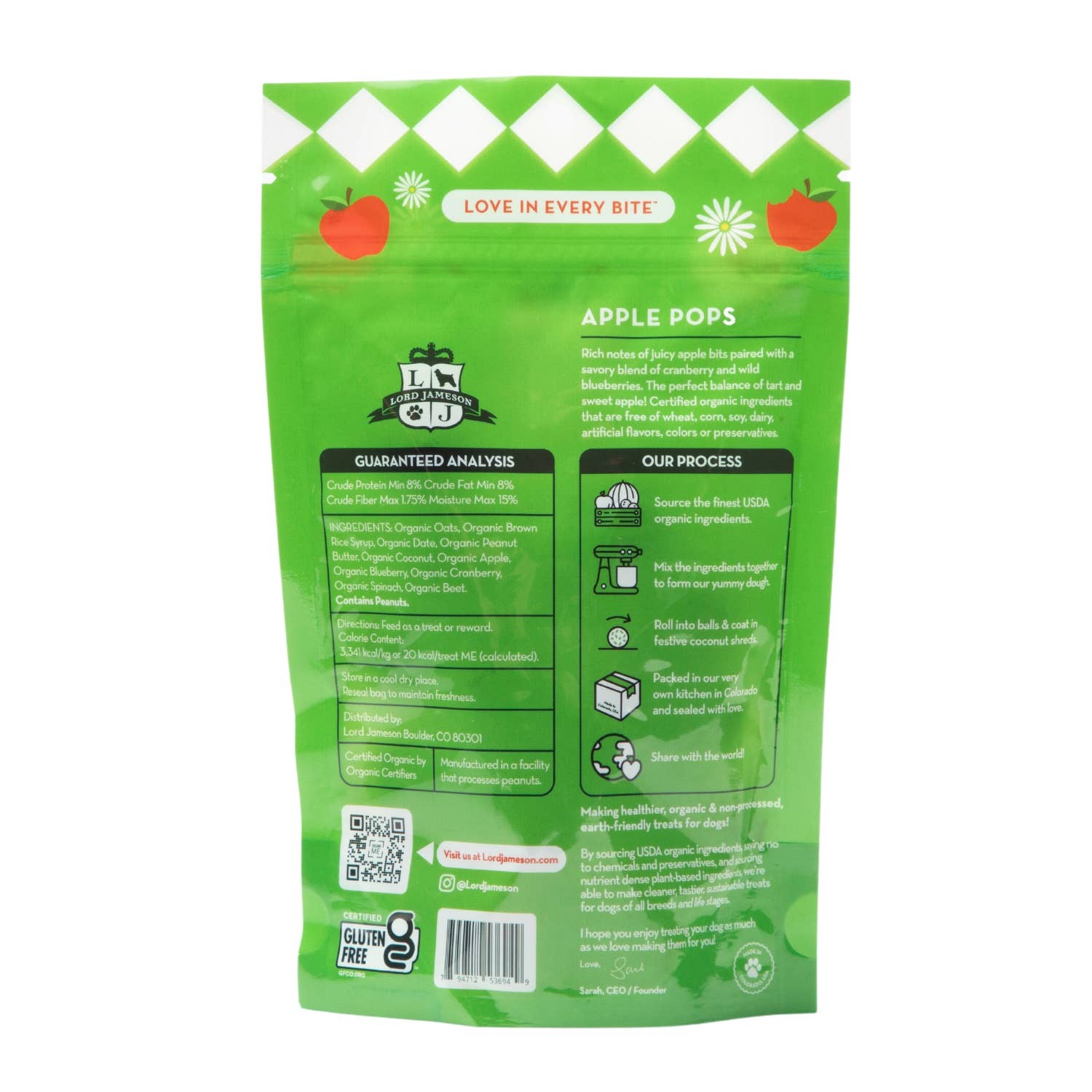 Lord Jameson Apple Pops Organic Dog Treats 6oz