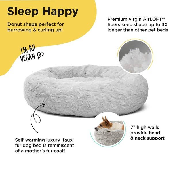 Best Friends by Sheri Lux Donut Dog Bed Grey 23"x23"