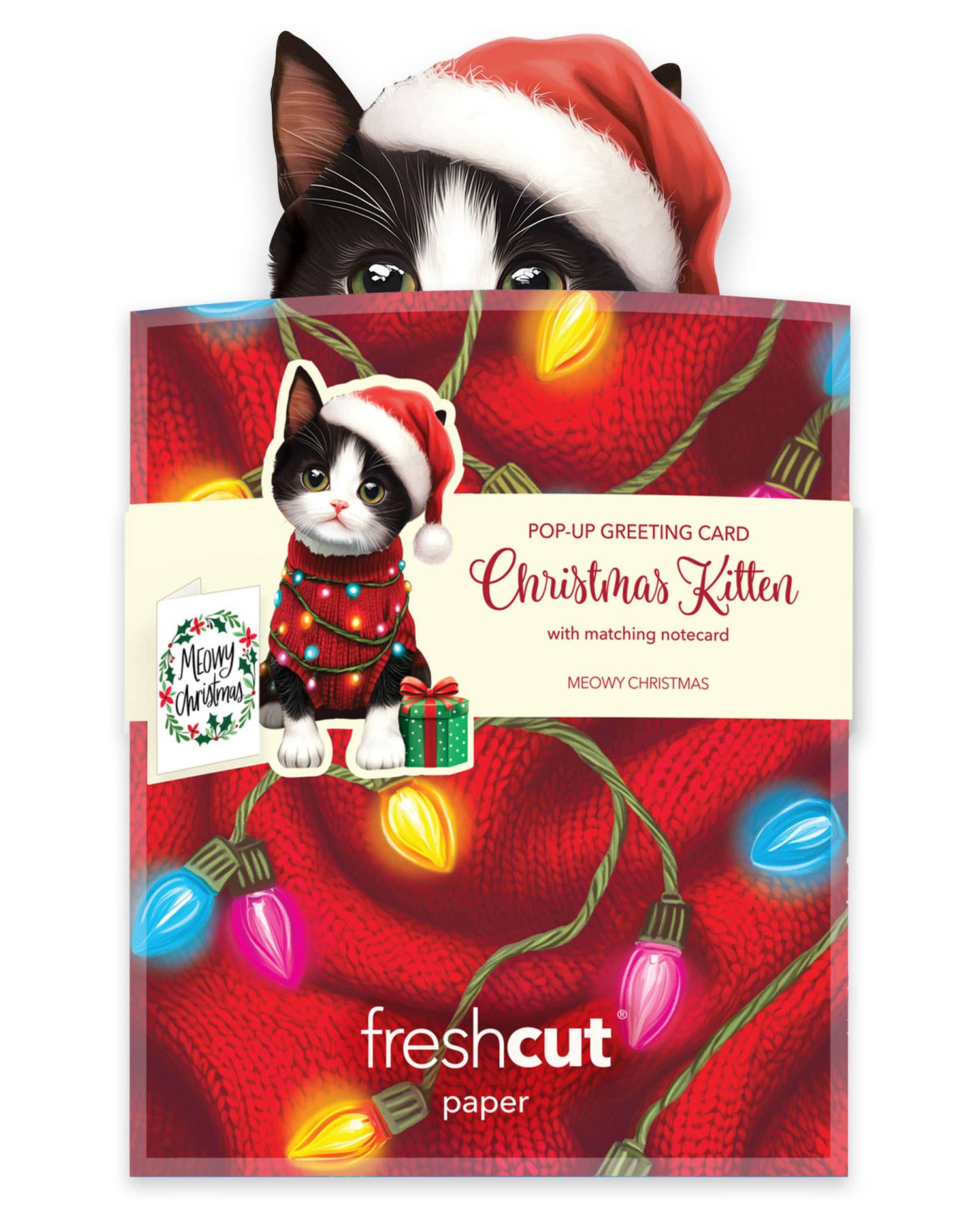 Mini Christmas Kitten  (1 Mini Pop-up Greeting Card)