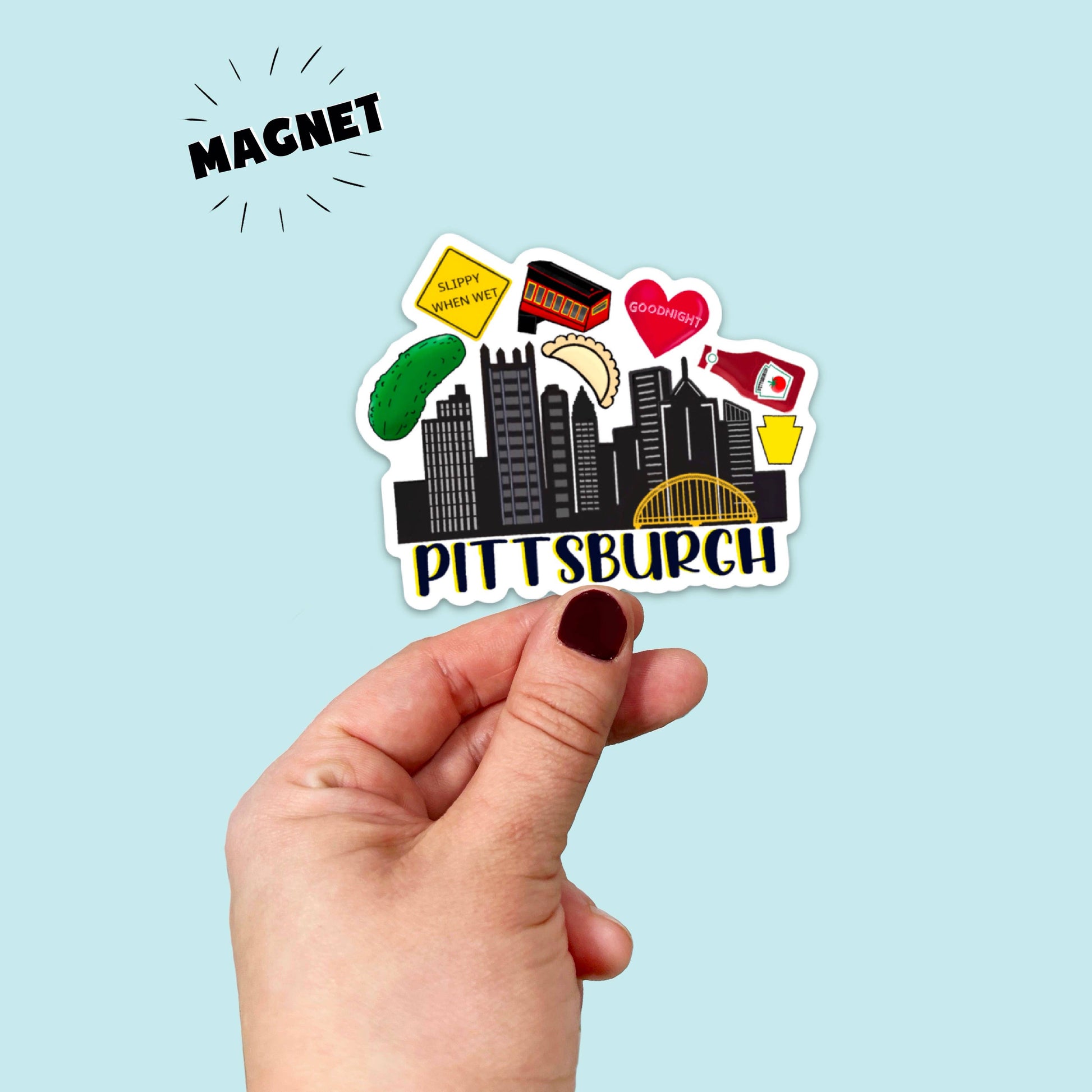 Waterproof Vinyl Pittsburgh Icons Skyline Magnet