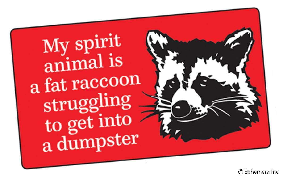 STICKER: My spirit animal is a fat raccoon struggling