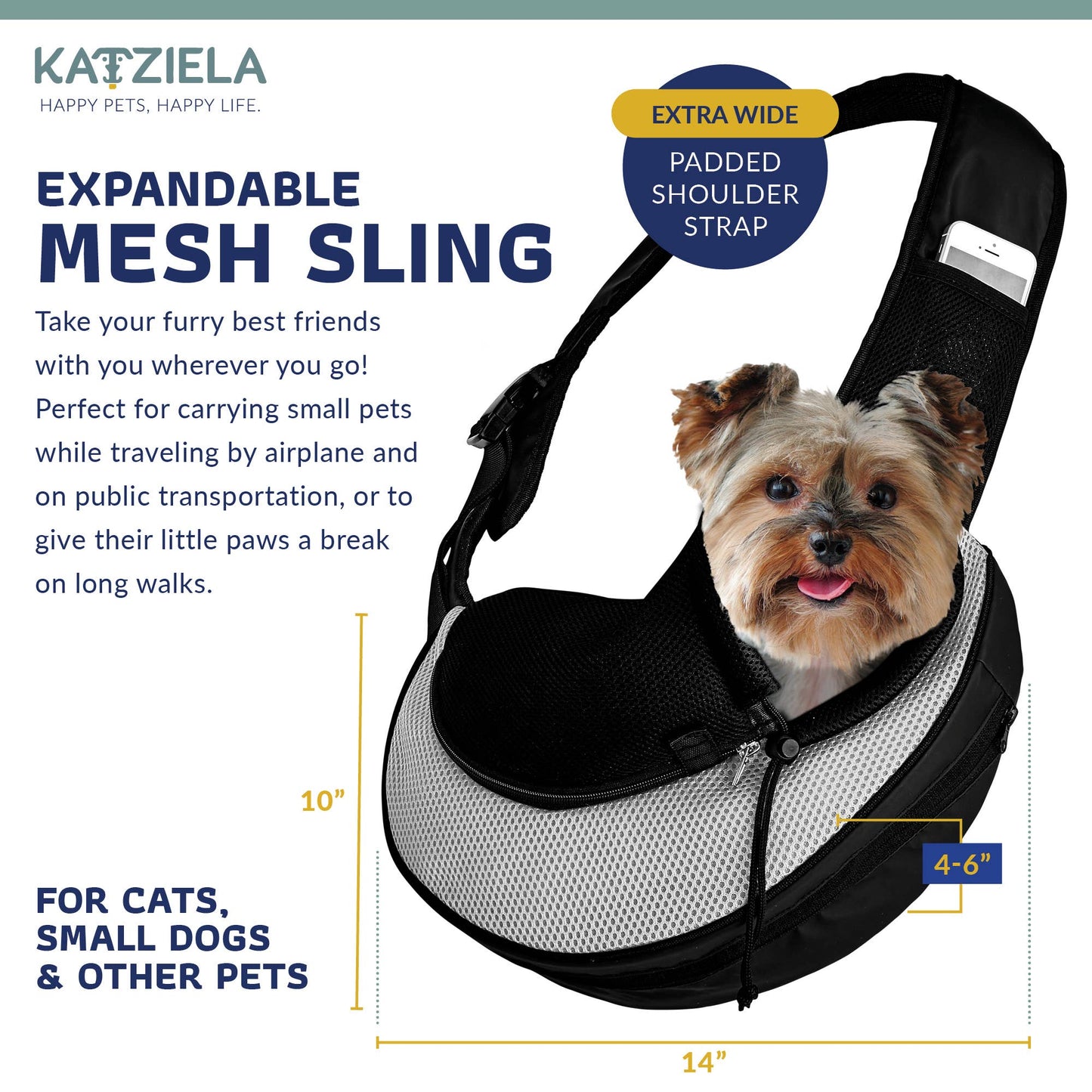Pet Carrier Expandable Sling For Small Dogs And Cats