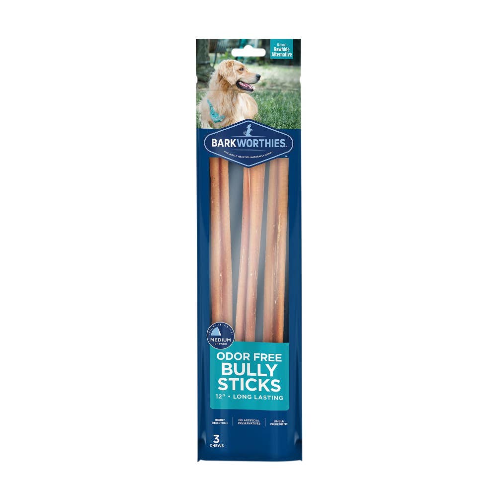Barkworthies Bully Stick - Odor Free - 12'' (3-Pack)