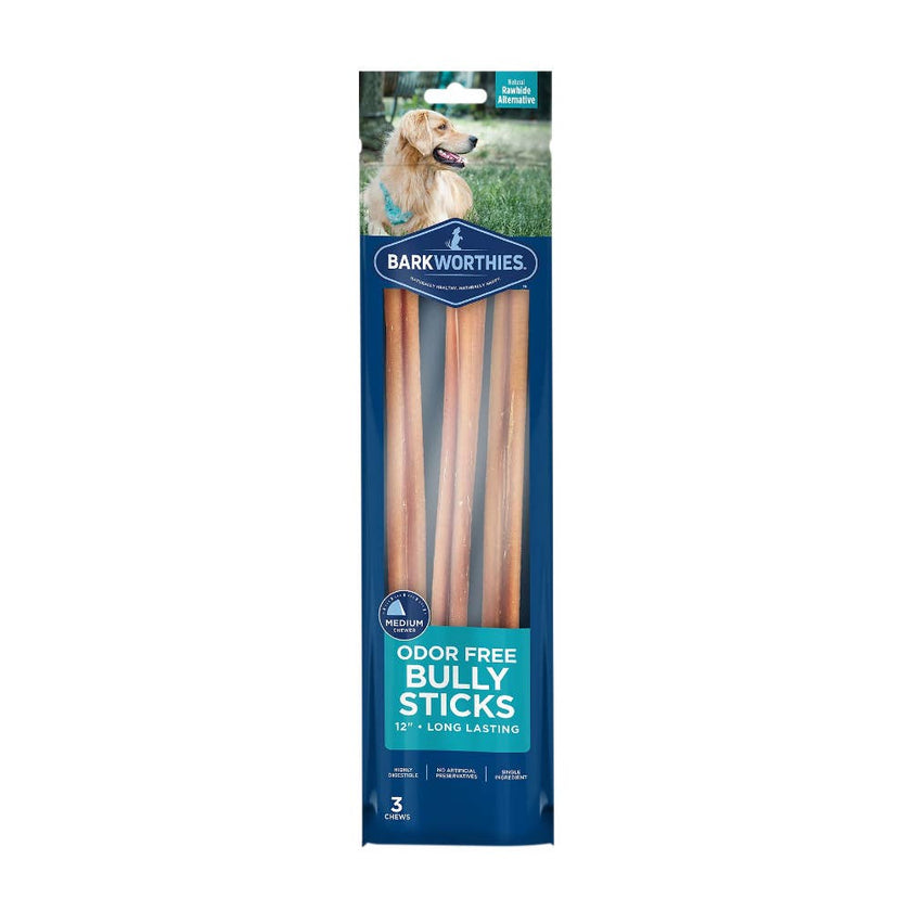 Barkworthies Bully Stick - Odor Free - 12'' (3-Pack)