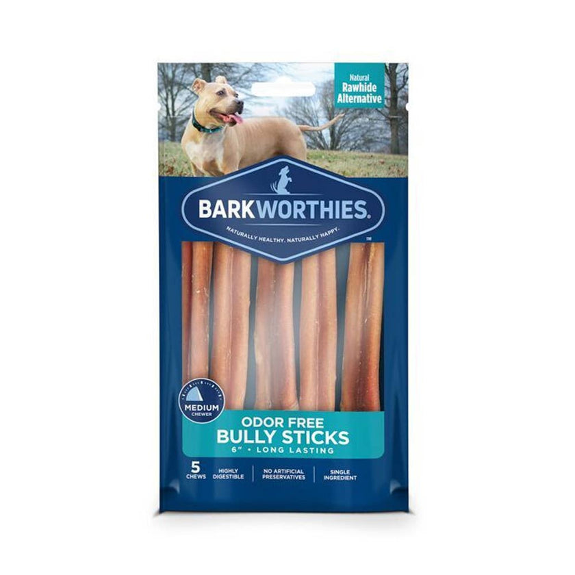 Barkworthies Bully Stick - Odor Free - 6'' (5-Pack)