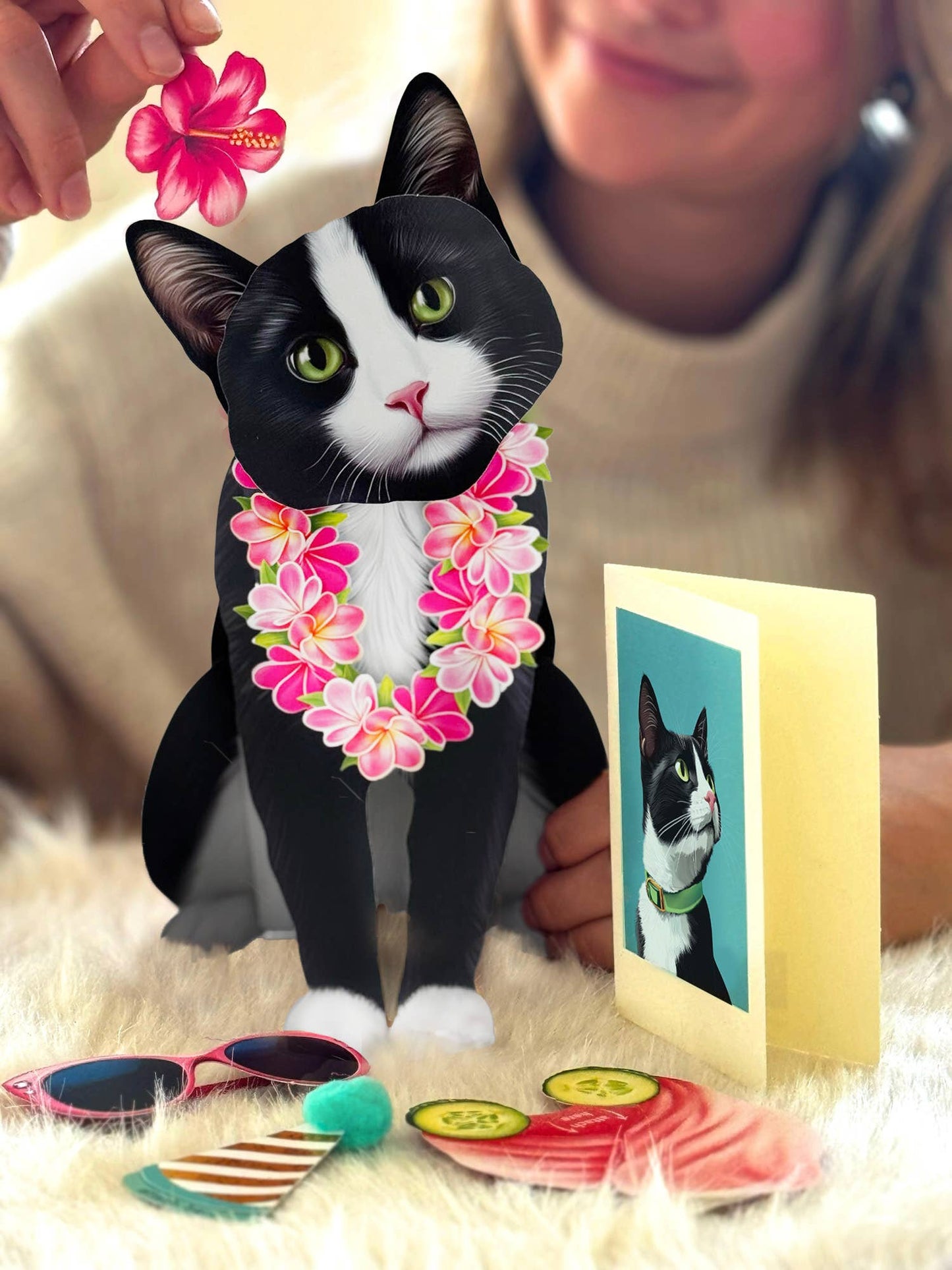 Tuxedo Cat (1 Pop-up Greeting Card)