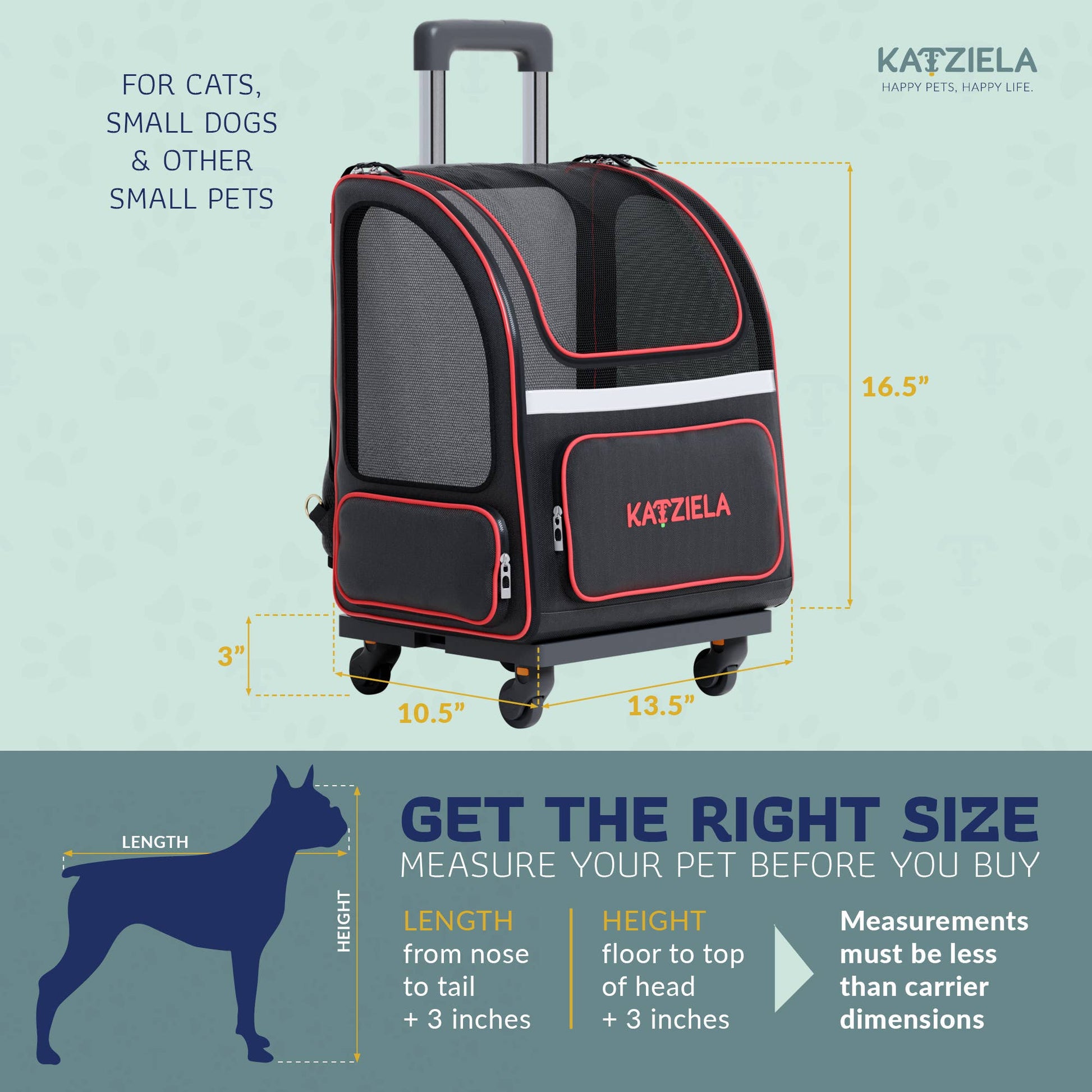 Hybrid Adventurer Pet Backpack With Wheels - Red