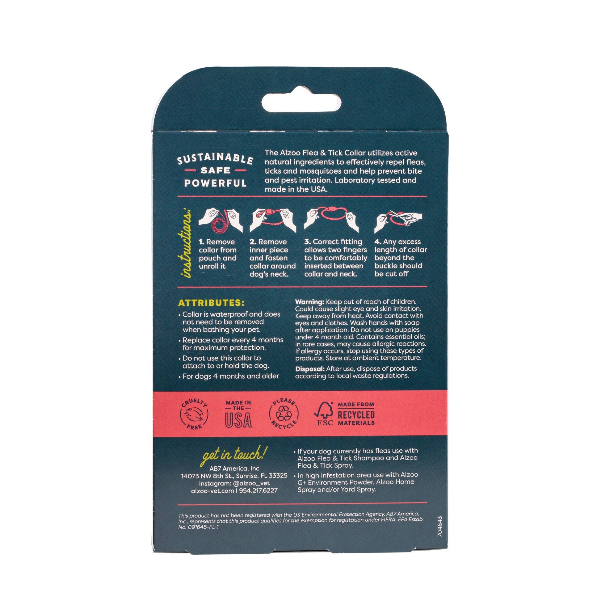 ALZOO Plant-Based Flea & Tick Collar for Dog, Large