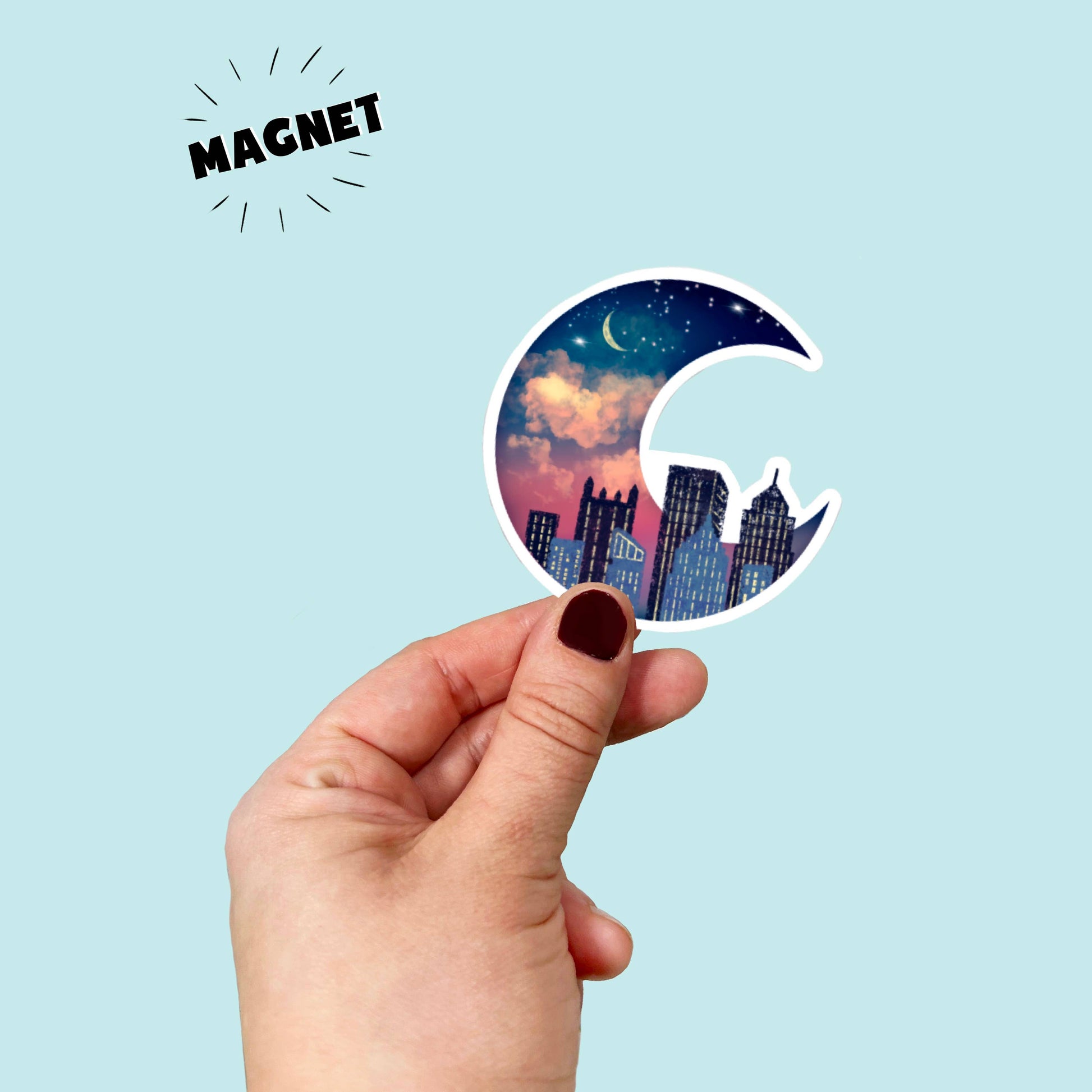 Waterproof Vinyl Dreamy Moon Pittsburgh Skyline Magnet